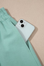 Moonlight Jade Solid Color Cropped Tank Top and Jogger Pants Set