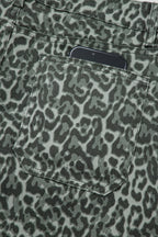 Gray Leopard Frayed Edge Wide Leg High Waist Jeans