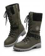 Cordelia™ | Knit-cuff buckle-strapped lace-up hiking boots