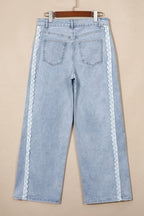 Beau Blue Lace Trim Casual Full-Length Regular Fit Jeans