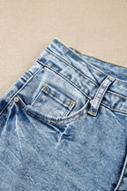 Fashion Beau Blue Acid Wash Pocket Detail Flare Jeans