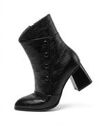 Blanca™ | Croc-embossed foldover cuff heeled ankle boots