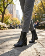 Blanca™ | Croc-embossed foldover cuff heeled ankle boots