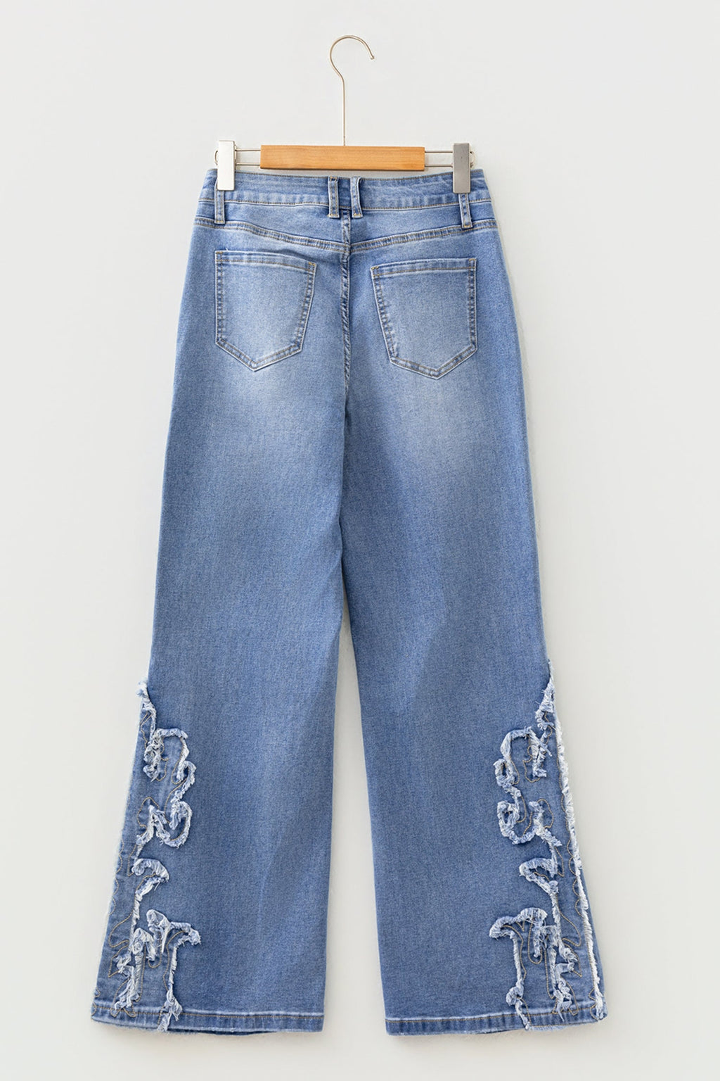Fashion Ashleigh Blue Embroidered Western Print Flare Leg Full Length Jeans