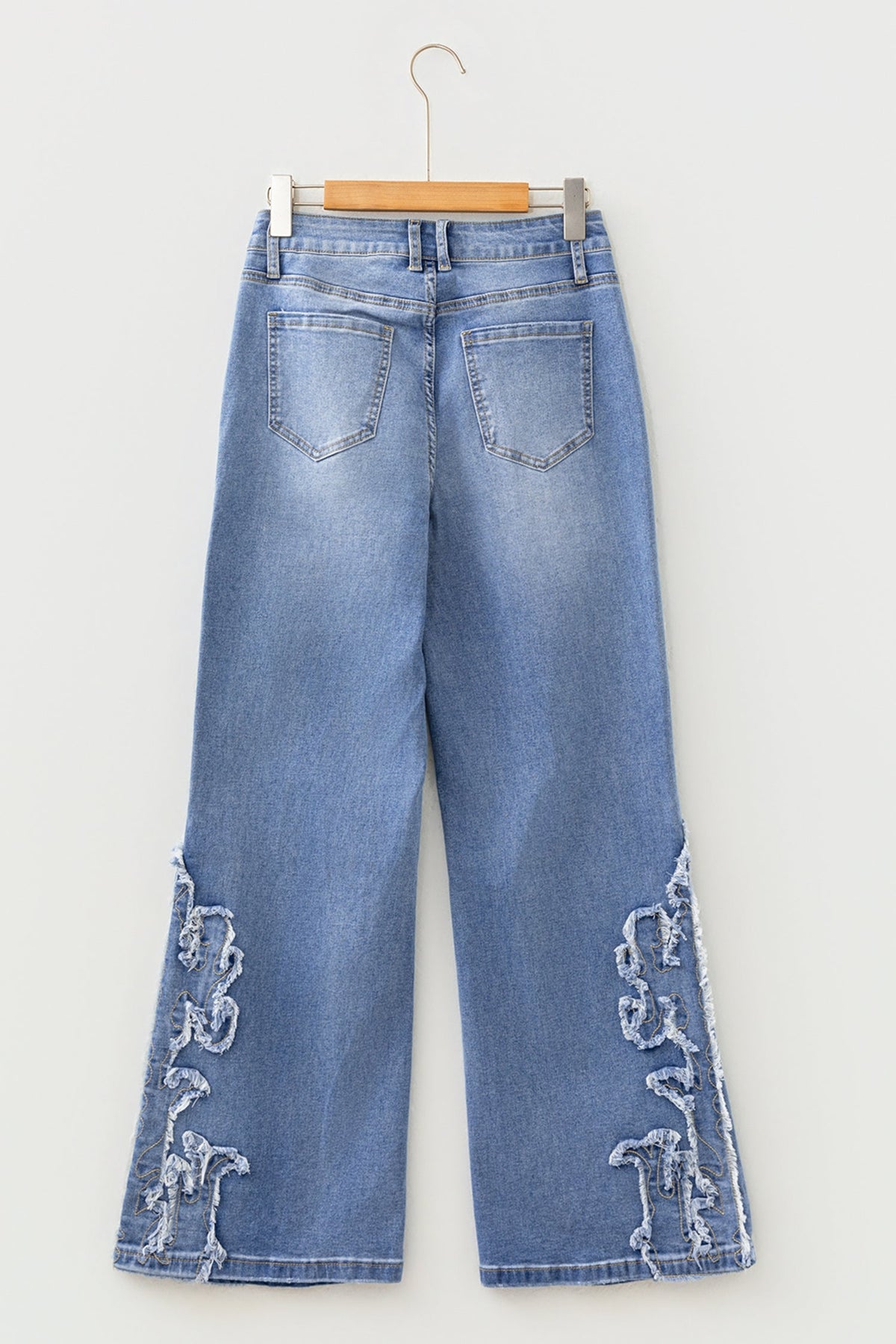 Fashion Ashleigh Blue Embroidered Western Print Flare Leg Full Length Jeans