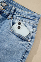 Fashion Beau Blue Acid Wash Pocket Detail Flare Jeans