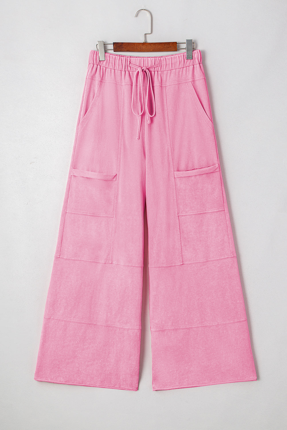 Bonbon Mineral Wash Waistband Wide Leg Cargo Pants