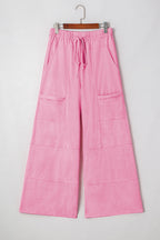 Bonbon Mineral Wash Waistband Wide Leg Cargo Pants