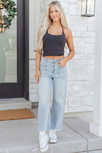 Beau Blue Frayed Cropped Straight Jeans