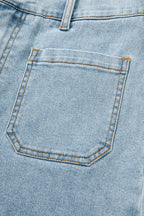 Beau Blue Solid Full-Length Regular Pocket Detail Denim Jeans