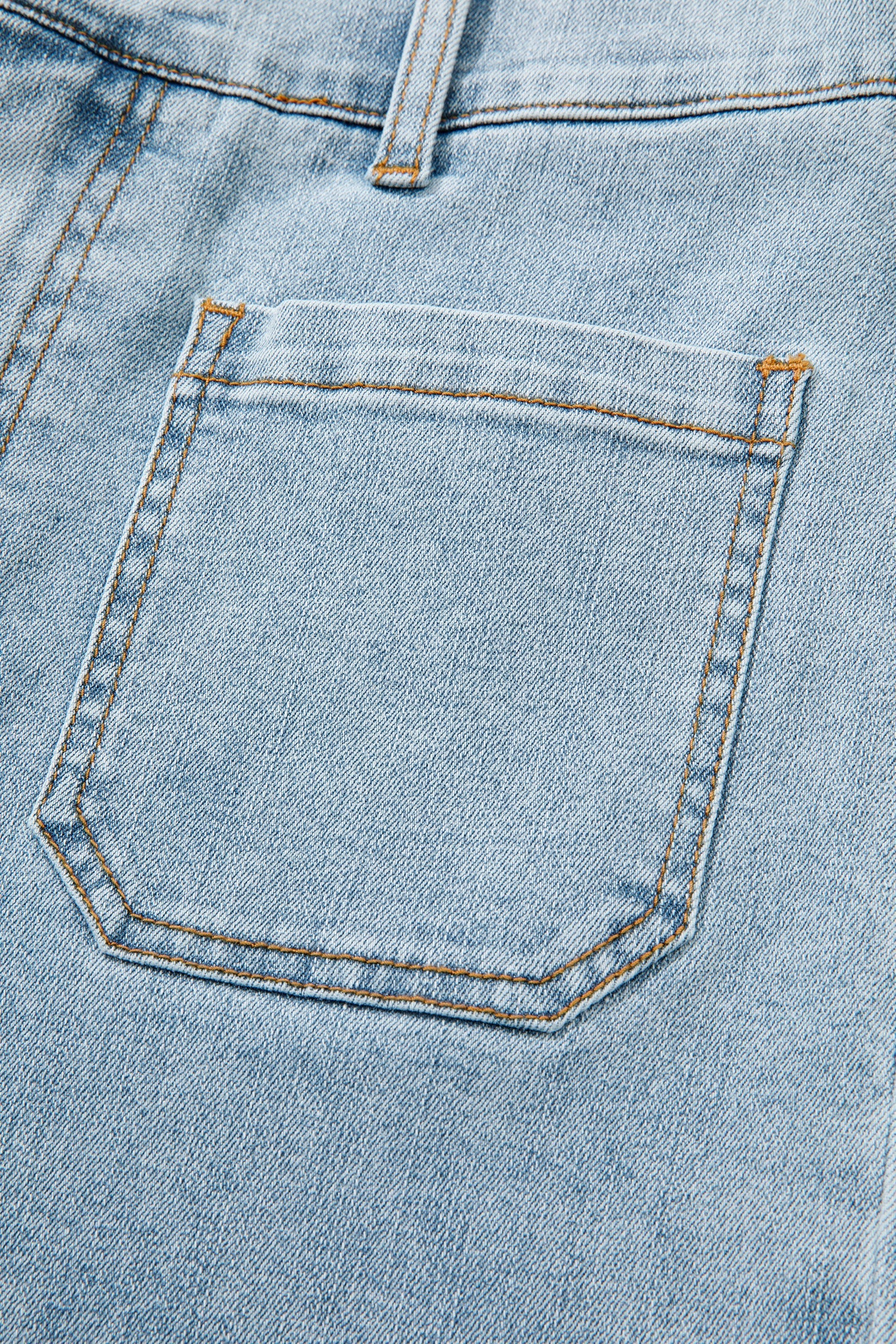 Beau Blue Solid Full-Length Regular Pocket Detail Denim Jeans