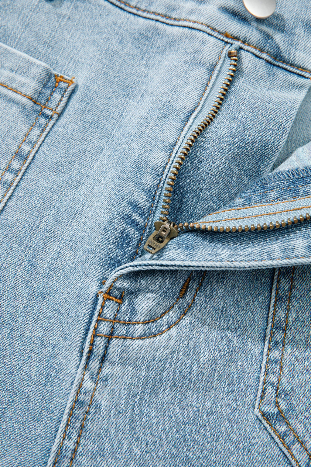 Beau Blue Solid Full-Length Regular Pocket Detail Denim Jeans