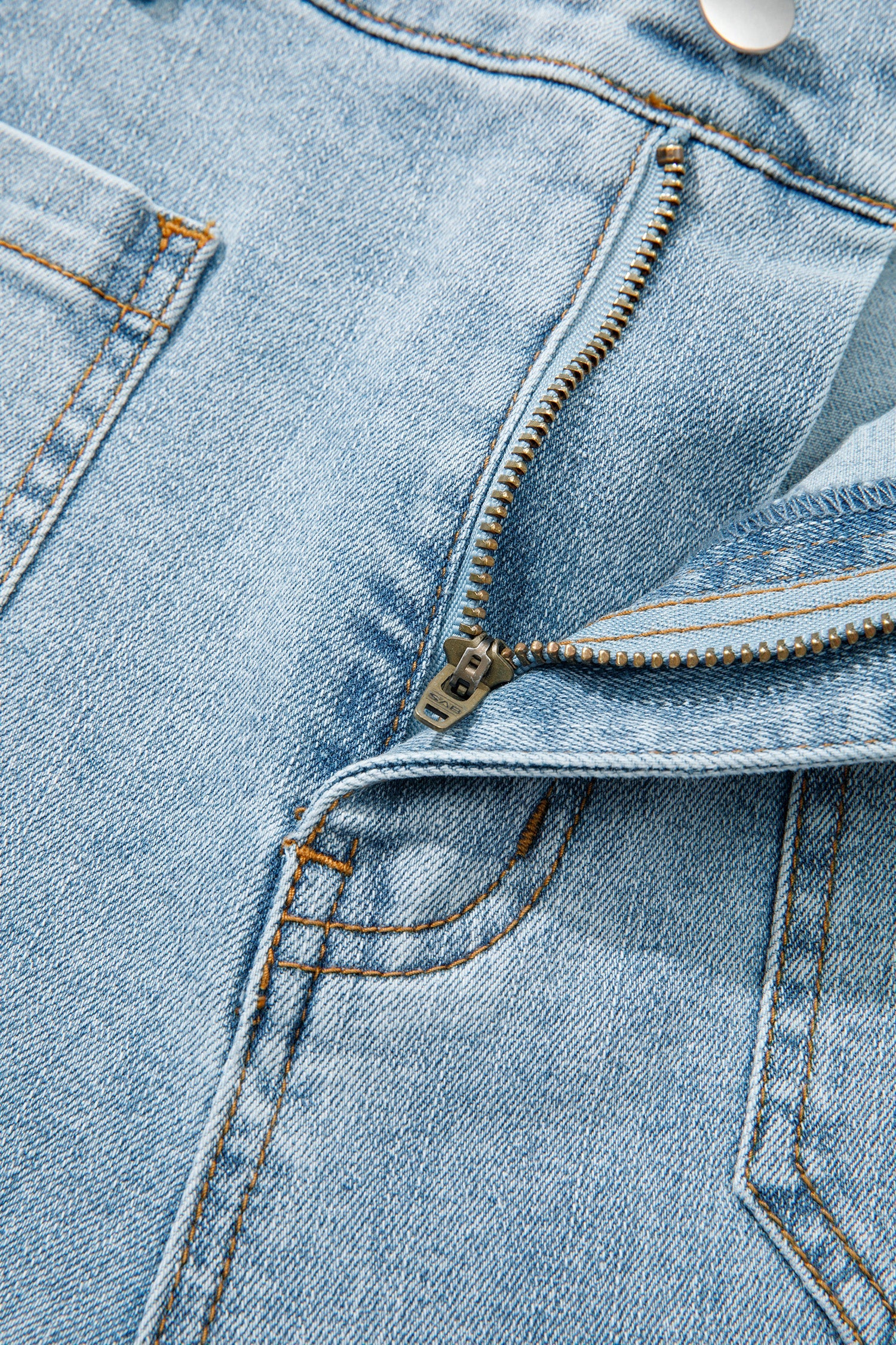 Beau Blue Solid Full-Length Regular Pocket Detail Denim Jeans