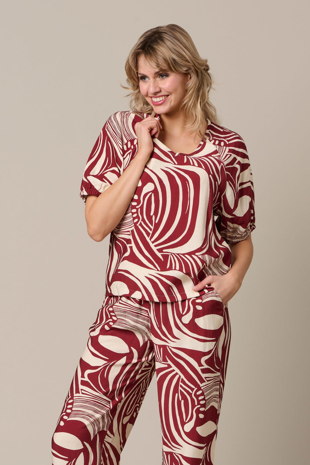 Top Amelie Weave Claret Multi TO375