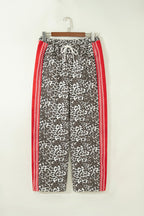 Brown Leopard Patchwork Elastic Waist Jeans