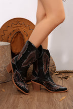 Western Eagle Embroidered Faux Leather Boots