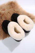 Plush Suede Trim Thick Sole Flat Snow Boots