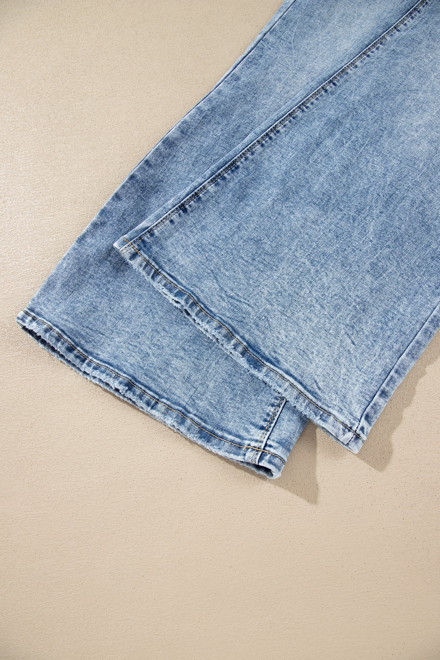 Fashion Beau Blue Acid Wash Pocket Detail Flare Jeans