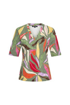Travel Top Summer Leaf Dance Print Olive 202271