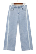 Beau Blue Lace Trim Casual Full-Length Regular Fit Jeans
