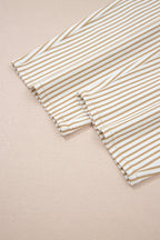 Khaki Stripe Casual Barrel Jeans