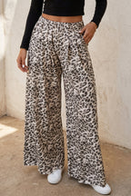 Multicolour Leopard Print Wide Leg Full Length Pants