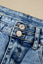 Fashion Beau Blue Acid Wash Pocket Detail Flare Jeans