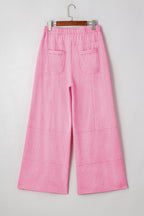 Bonbon Mineral Wash Waistband Wide Leg Cargo Pants
