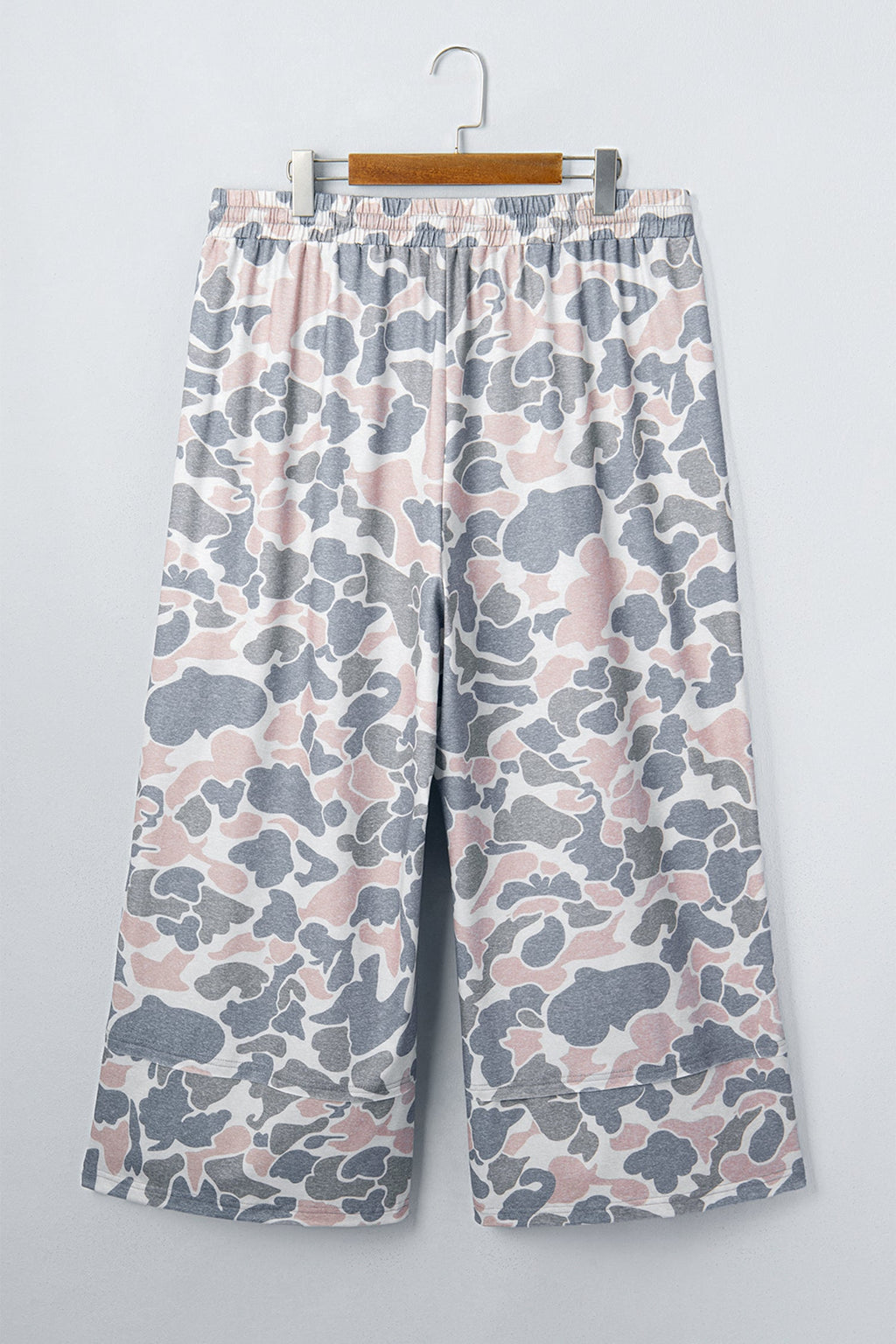 Khaki Camouflage Print Ankle-Length Plus Size Pants
