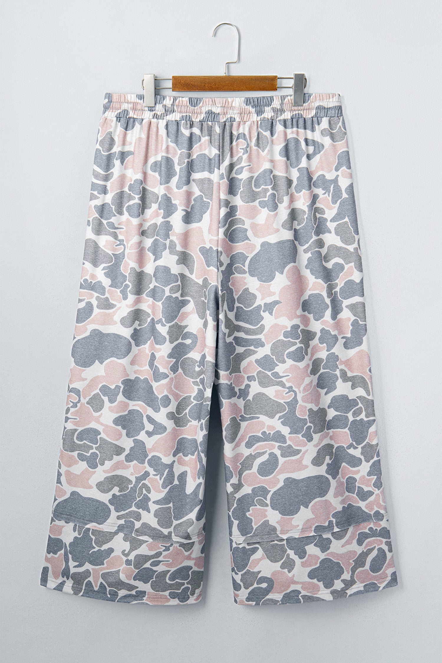 Khaki Camouflage Print Ankle-Length Plus Size Pants