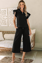 Sleeve Top Wide Leg Pants Set