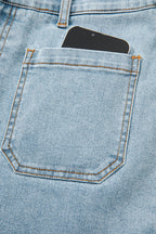 Beau Blue Solid Full-Length Regular Pocket Detail Denim Jeans