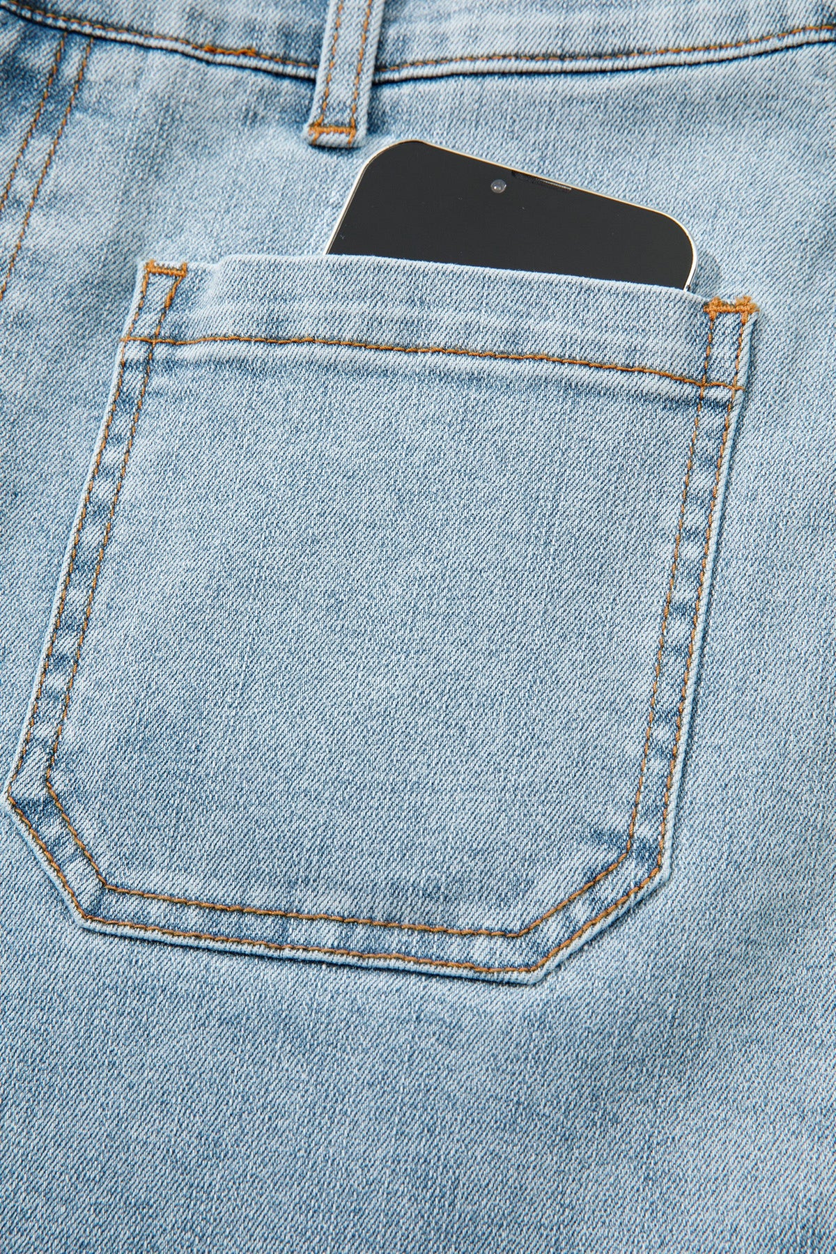 Beau Blue Solid Full-Length Regular Pocket Detail Denim Jeans
