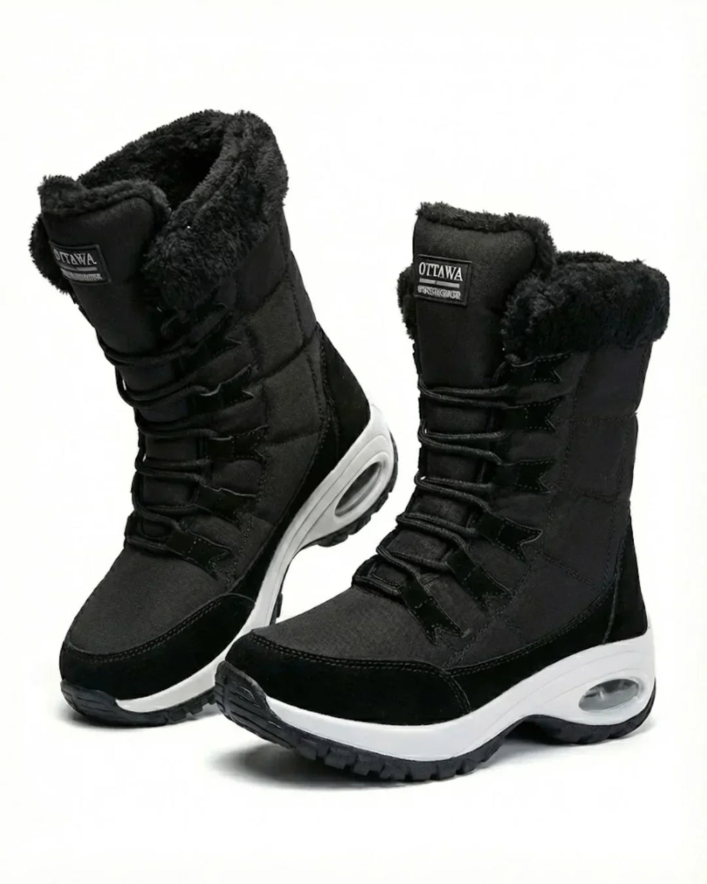 Cecilia™ | Faux-fur cuff lace-up mid-calf snow boots