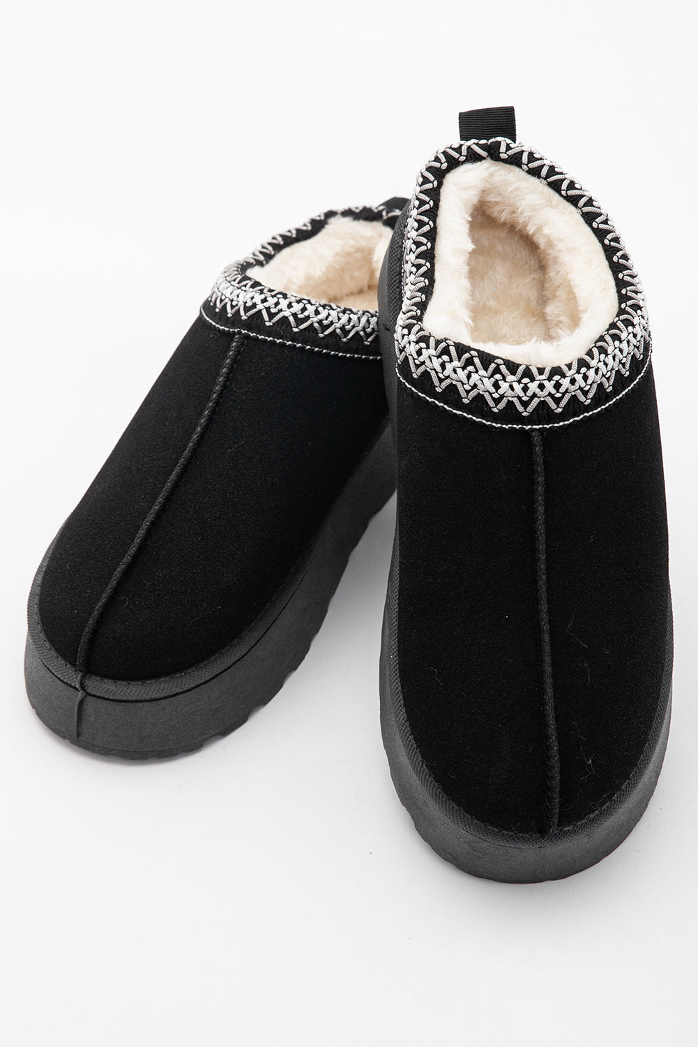 Contrast Print Suede Plush Lined Snow Boots