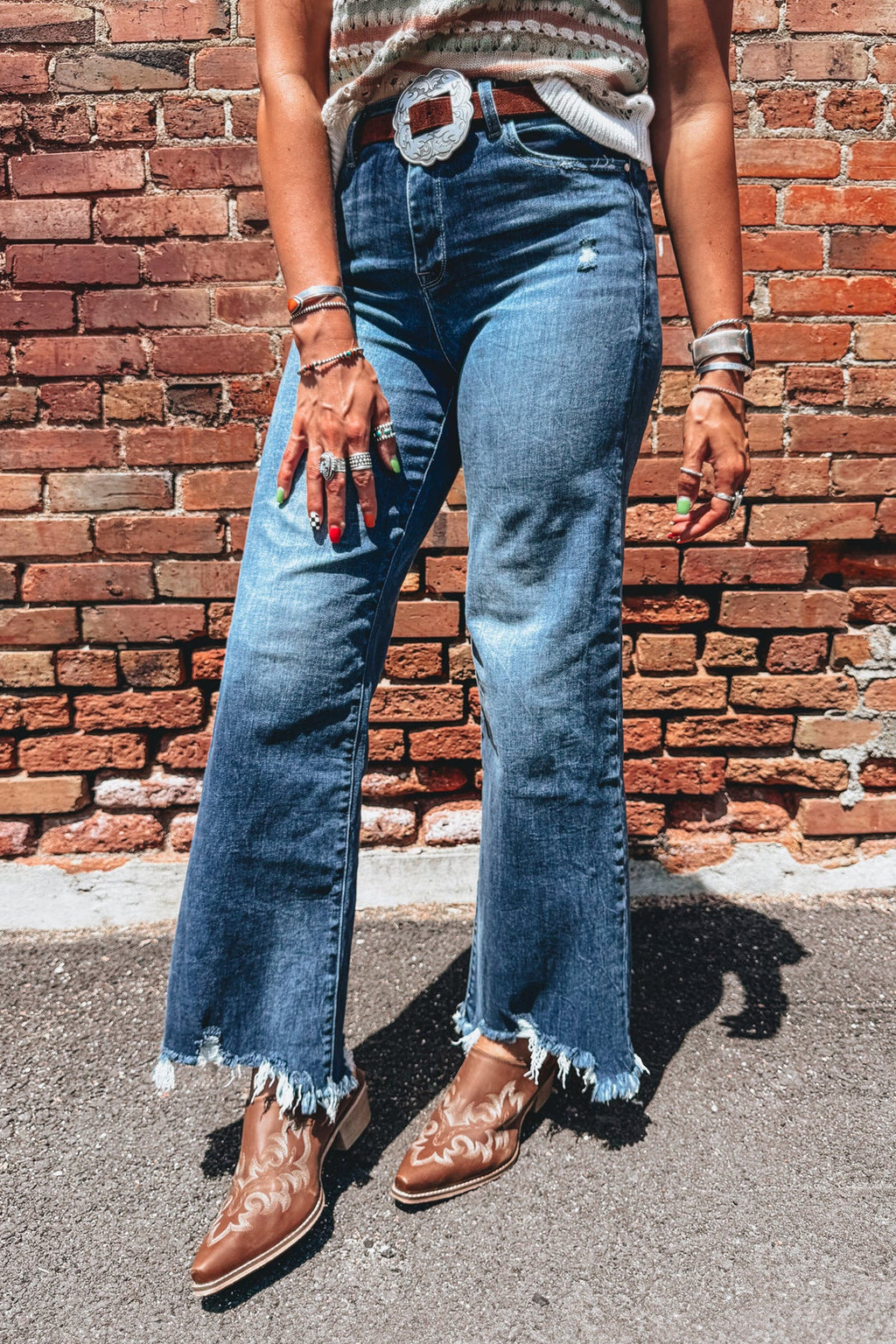 Women Ashleigh Blue High Waist Frayed Hem Flare Jeans