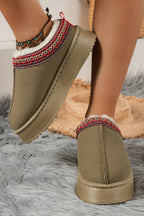Contrast Print Suede Plush Lined Snow Boots