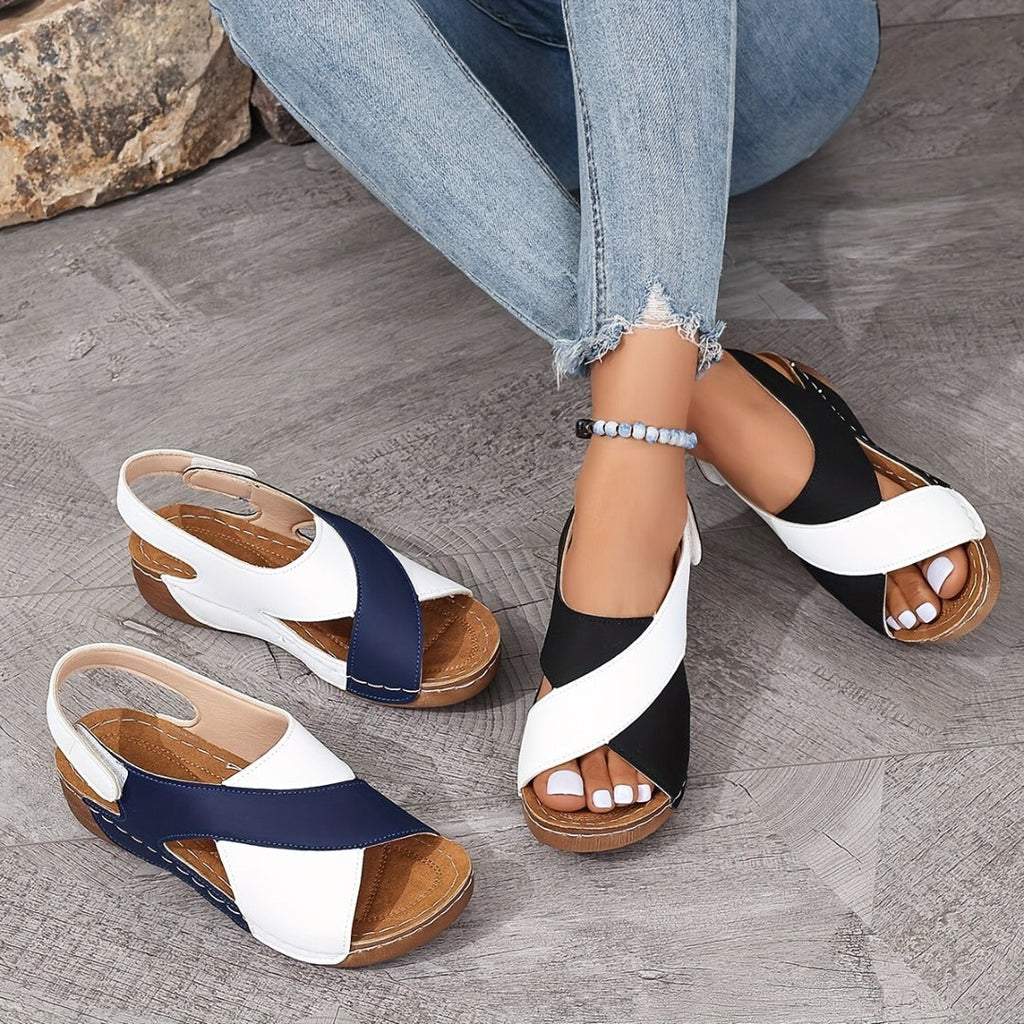 Inclivara™ | Women's Orthopedic Colorblock Wedge Sandals