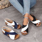 Inclivara™ | Women's Orthopedic Colorblock Wedge Sandals