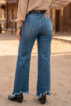 Women Ashleigh Blue High Waist Frayed Hem Flare Jeans