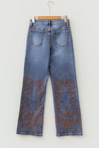 Ashleigh Blue Embroidered Flare Leg Jeans