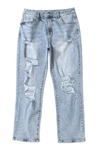 Light Wash Frayed High Waist Jeans