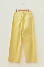 Yellow Solid Color Scalloped Patch Pocket Shift Jeans