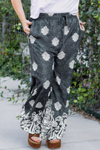 Black Plus Size Geometric Ethnic Print Wide Leg Pants