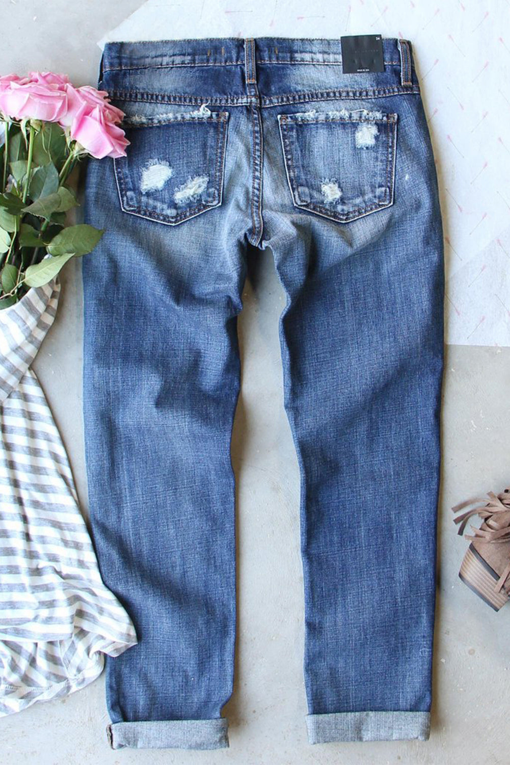 St. Patricks Clover Sequin Distressed Jeans