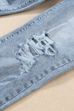 Light Wash Frayed High Waist Jeans