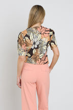 Travel Top Wrap Botanical Print Espresso 202838