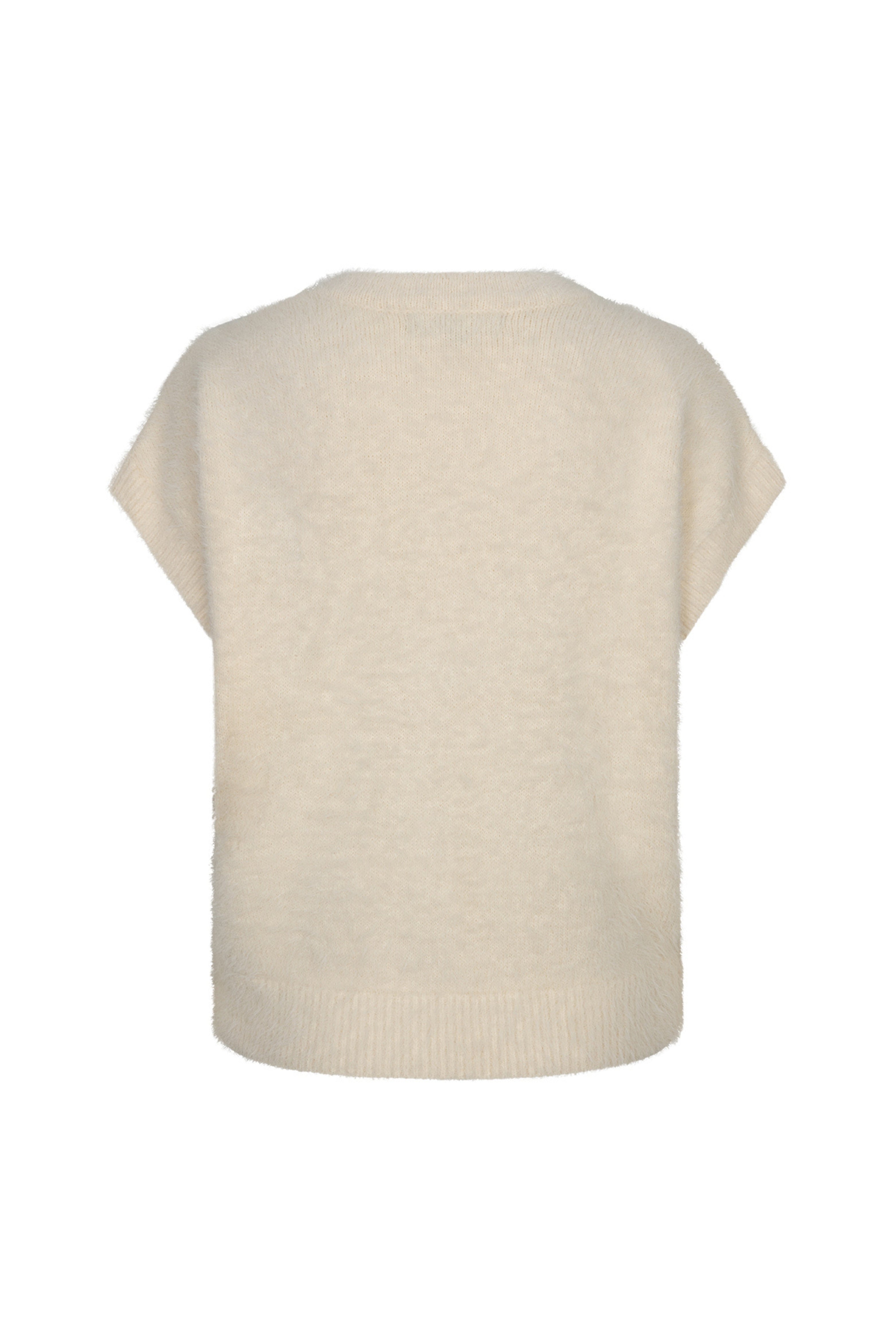 Top Sleeveless Fuzzy Cream SRB5116