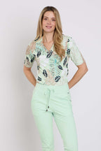 Travel Top Botanical Print Pistachio 202271