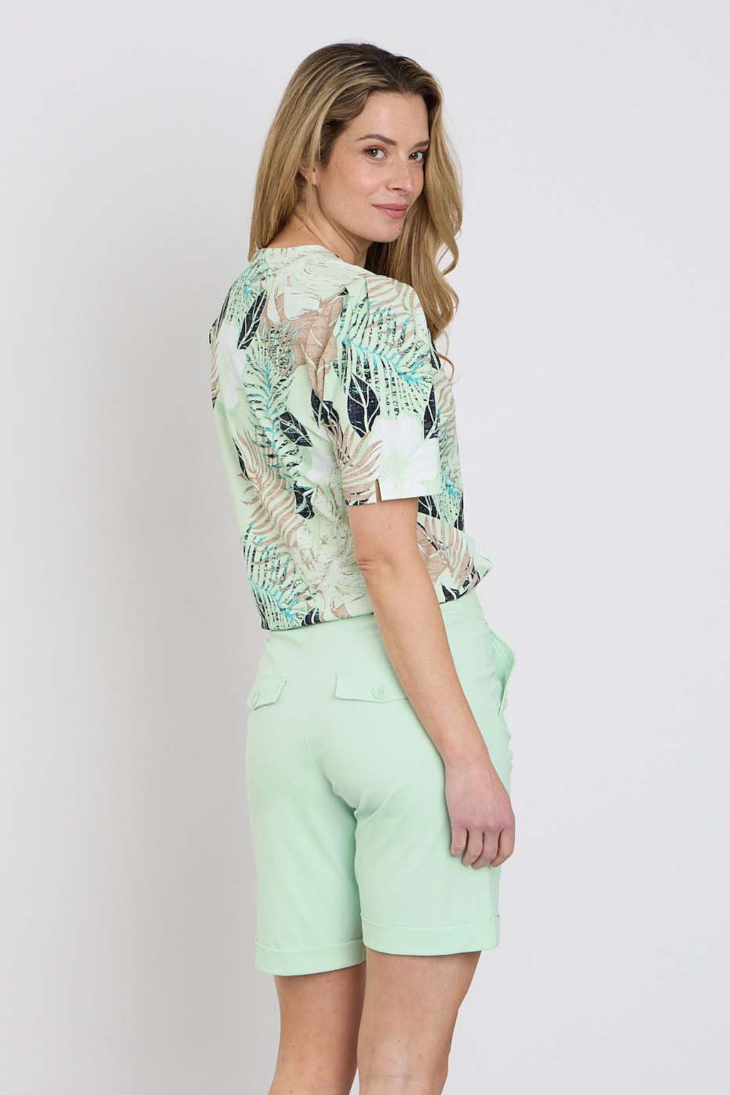 Travel Top Wrap Botanical Print Pistachio 202838